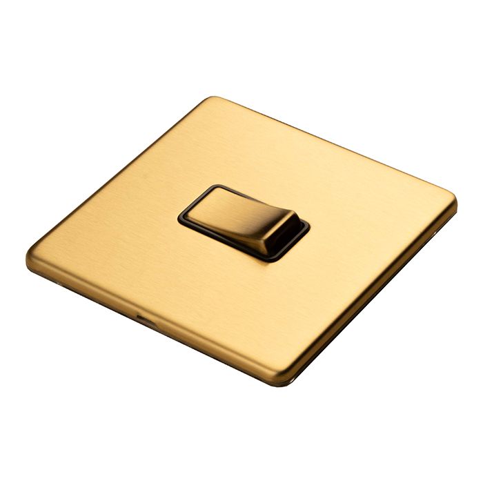 Eurolite Concealed 3mm 1 Gang 20Amp Switch - Satin Brass