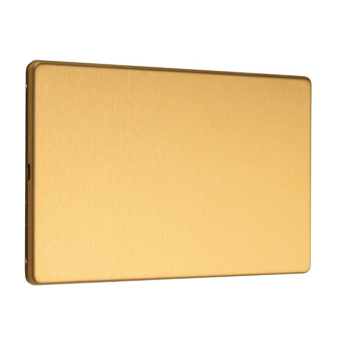 Eurolite Concealed 3mm 2 Gang Double Blank Plate - Satin Brass