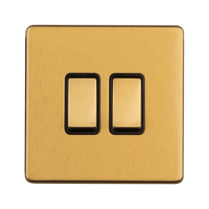 Eurolite Concealed 3mm 2 Gang 2Way Switch - Satin Brass