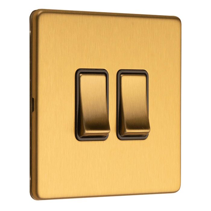 Eurolite Concealed 3mm 2 Gang 2Way Switch - Satin Brass