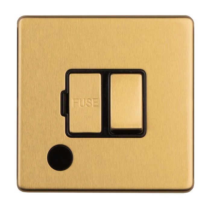 Eurolite Concealed 3mm 13Amp Switched Fuse Spur With Flex Outlet - Satin Brass