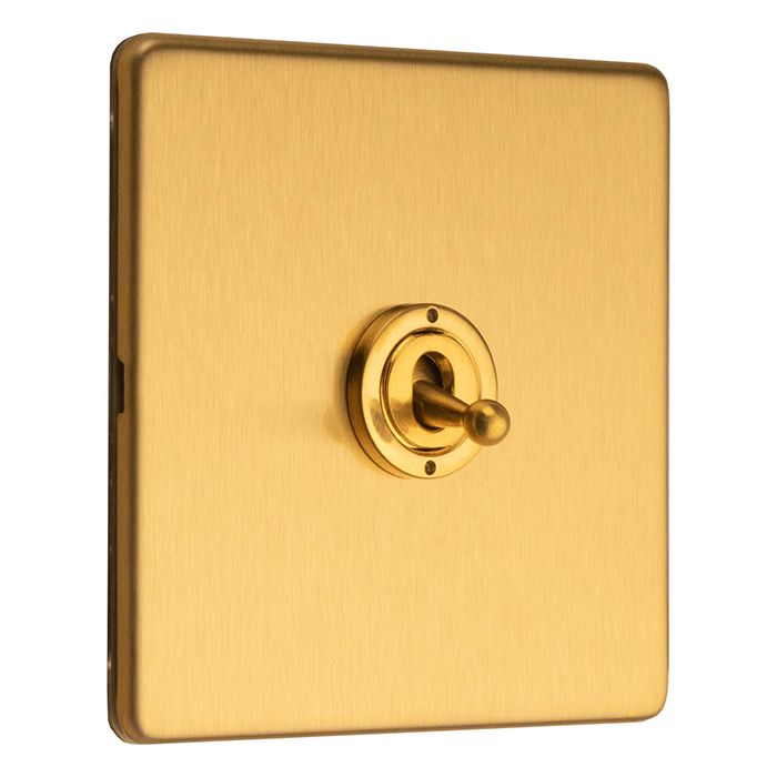 Eurolite Concealed 3mm 1 Gang 2 Way Toggle Switch - Satin Brass