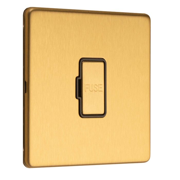 Eurolite Concealed 3mm 13Amp Un-Switched Fuse Spur - Satin Brass