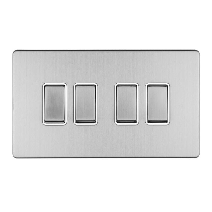 Eurolite Concealed 3mm 4 Gang 10Amp 2Way Switch - Stainless Steel