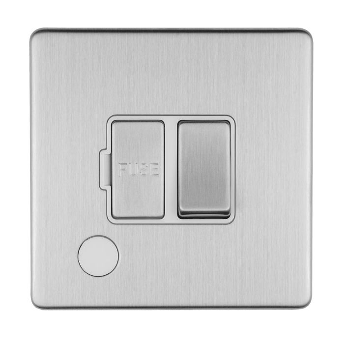 Eurolite Concealed 3mm 13Amp Switched Fuse Spur With Flex Outlet - Stainless Steel