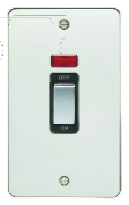 Eurolite Efpss45Aswnpsb 45Amp Dp Cooker Switch With Neon Double Enhance Flat Polished Stainless Steel Plate Matching Rocker Black Trim