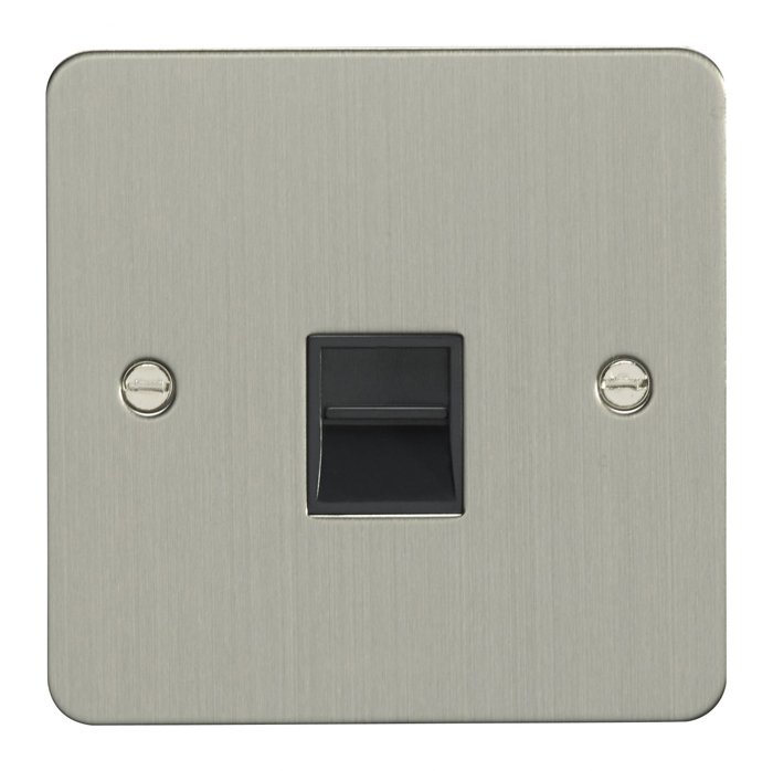 Eurolite Sss1Mb 1 Gang Master Telephone Socket Round Edge Satin Stainless Steel Plate Black Interior