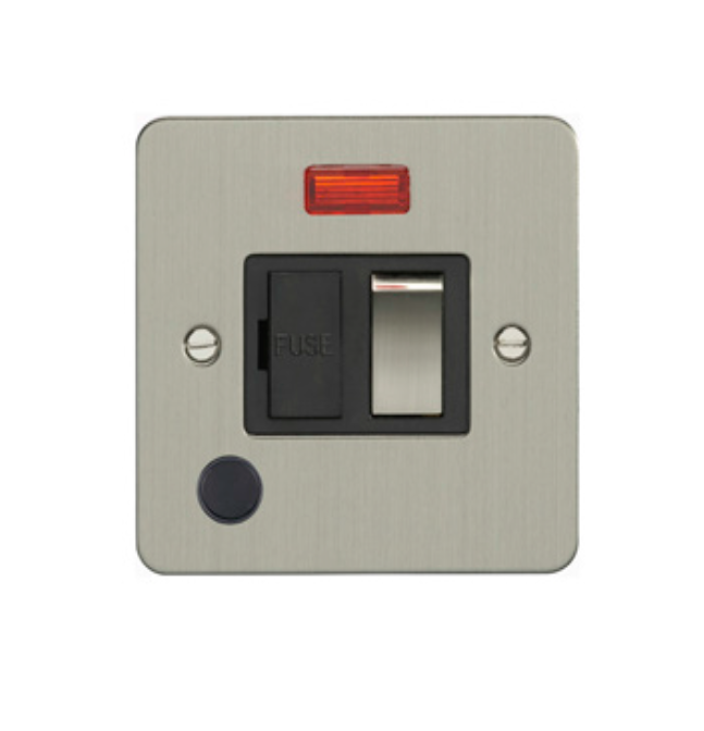Eurolite Efsssswffossb 13Amp Dp Switched Fuse Spur With Flex Outlet Enhance Flat Satin Stainless Steel Plate Matching Rocker Black Trim