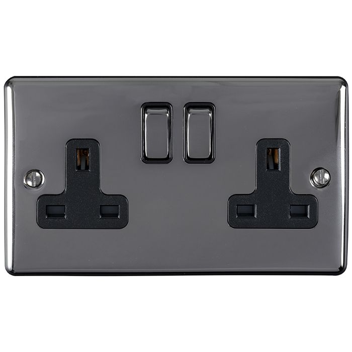 Eurolite Enhance Decorative 2 Gang Socket - Black Nickel