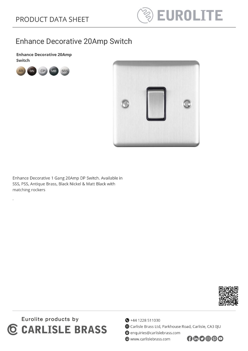 Eurolite Enhance Decorative 20Amp Switch - Antique