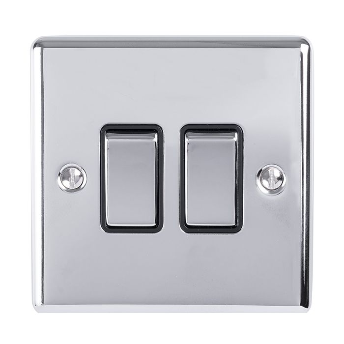 Eurolite Enhance Decorative 2 Gang Switch - Polished Chrome