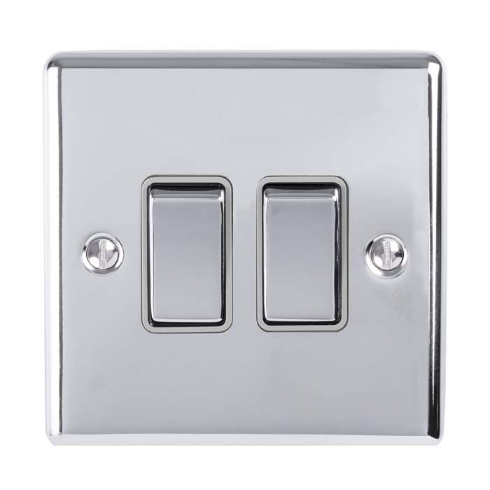 Eurolite Enhance Decorative 2 Gang Switch - Polished Chrome