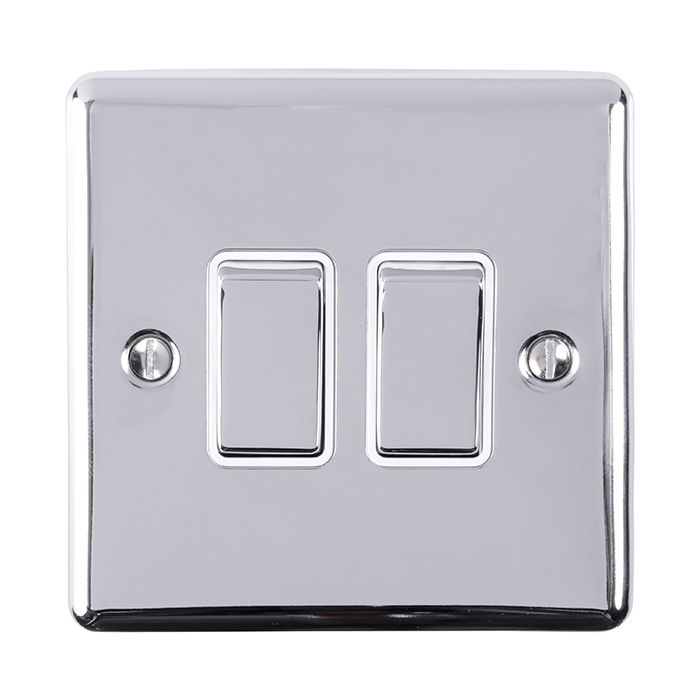 Eurolite Enhance Decorative 2 Gang Switch - Polished Chrome