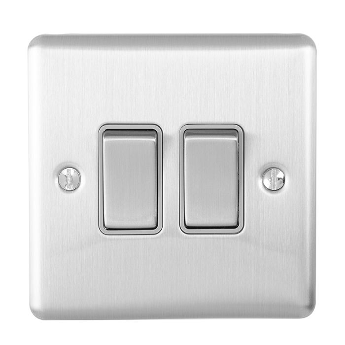Eurolite Enhance Decorative 2 Gang Switch - Satin Stainless