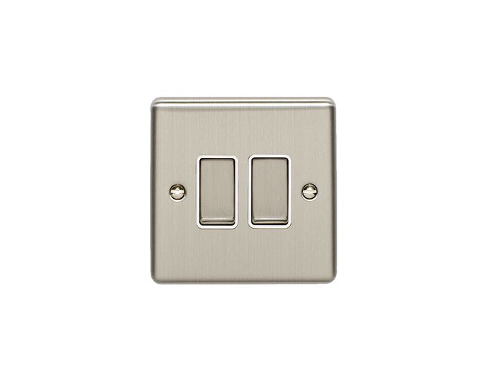 Eurolite Enhance Decorative 2 Gang Switch - Satin Stainless