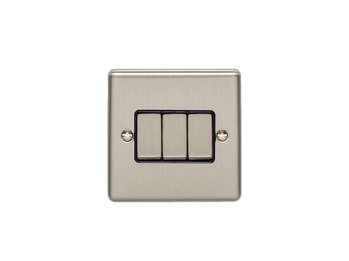 Eurolite Enhance Decorative 3 Gang Switch - Satin Stainless