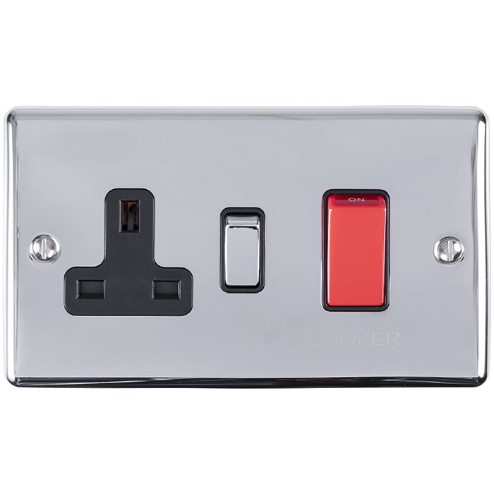 Eurolite Enhance Decorative 45Amp Switch With A Socket - Polished Chrome
