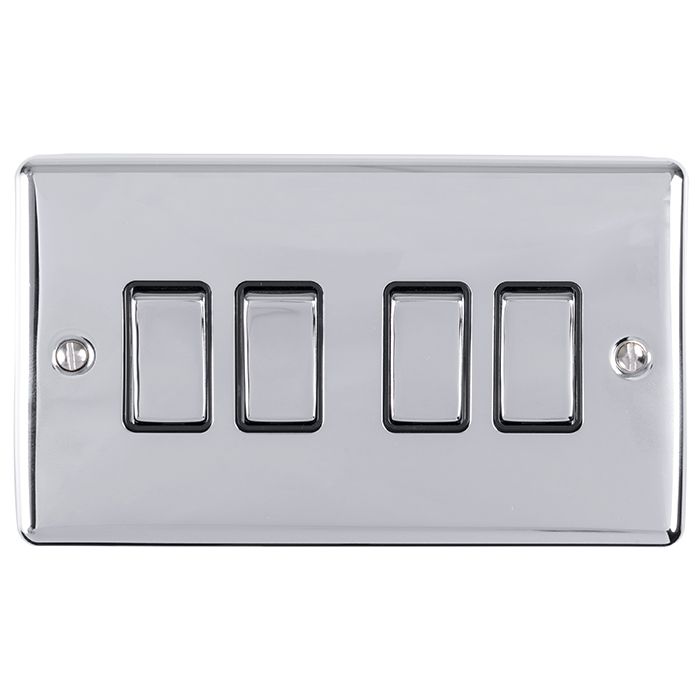 Eurolite Enhance Decorative 4 Gang Switch - Polished Chrome