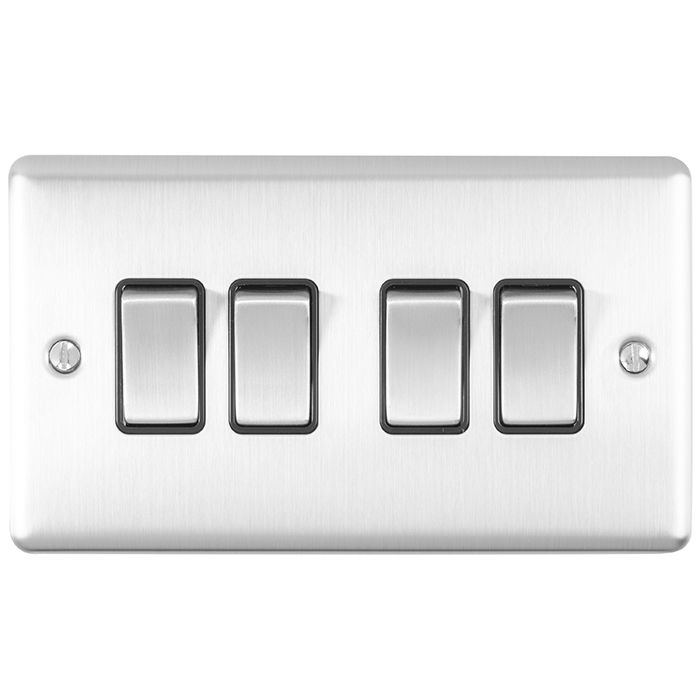 Eurolite Enhance Decorative 4 Gang Switch - Satin Stainless