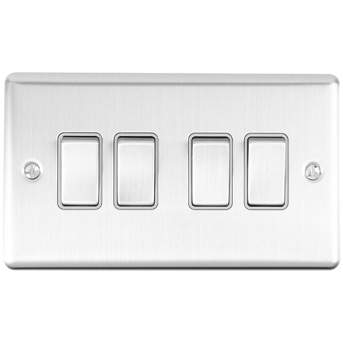 Eurolite Enhance Decorative 4 Gang Switch - Satin Stainless