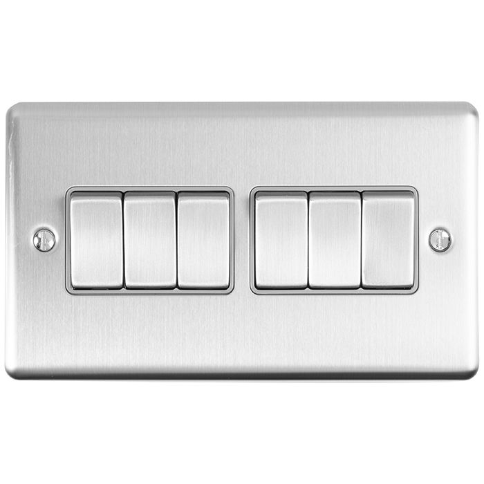 Eurolite Enhance Decorative 6 Gang Switch - Satin Stainless