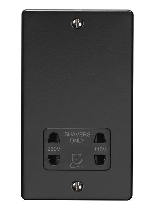 Eurolite Enshsmbb 2 Gang Shaver Socket 230/115V Matt Black Enhance Range Black Trim