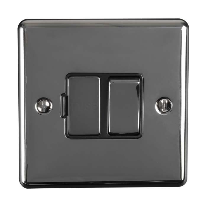 Eurolite Enswfbnb 13Amp Dp Switched Fuse Spur Black Nickel Enhance Range Black Trim