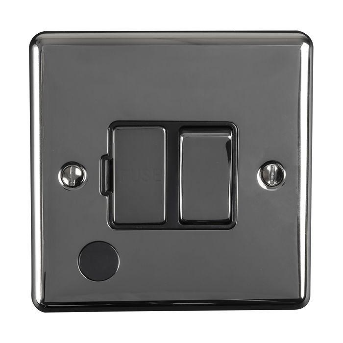 Eurolite Enswffobnb 13Amp Dp Switched Fuse Spur With Flex Outlet Black Nickel Enhance Range Black Trim