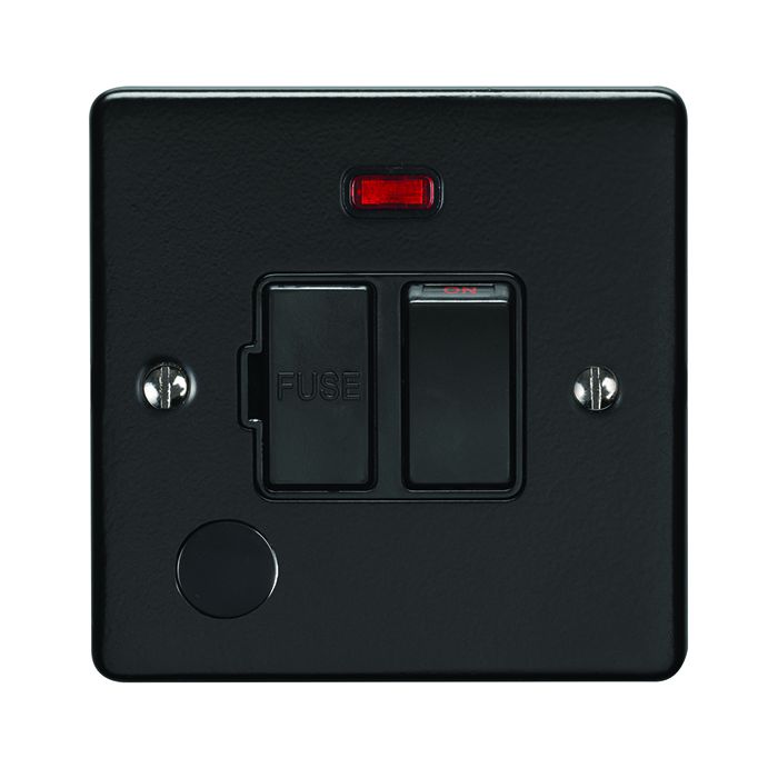Eurolite Enswffombb 13Amp Dp Switched Fuse Spur With Flex Outlet Matt Black Enhance Range Black Trim