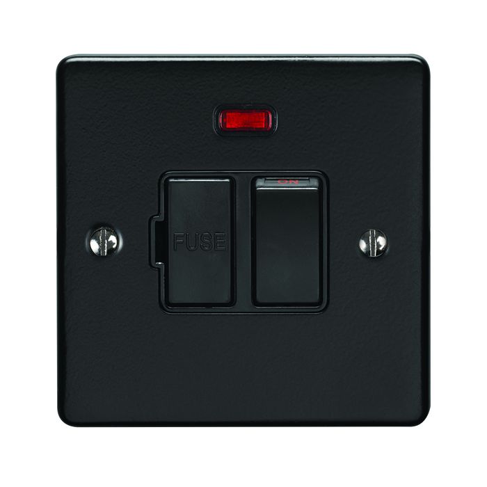 Eurolite Enswfnmbb 13Amp Dp Switched Fuse Spur With Neon Matt Black Enhance Range Black Trim