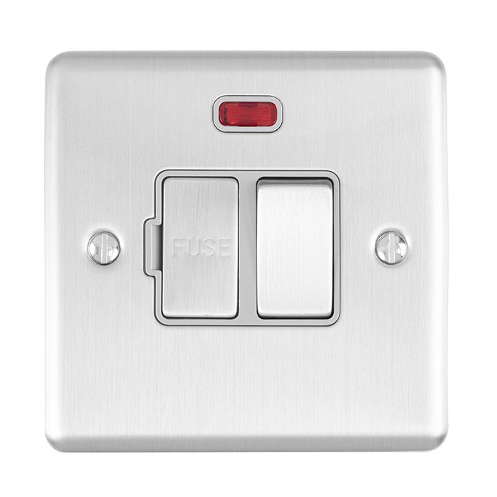 Eurolite Enswfnssg 13Amp Dp Switched Fuse Spur With Neon Satin Enhance Range Grey Trim