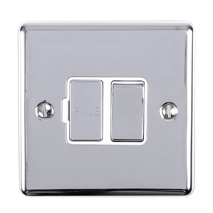 Eurolite Enswfpcw 13Amp Dp Switched Fuse Spur Polished Chrome Enhance Range White Trim