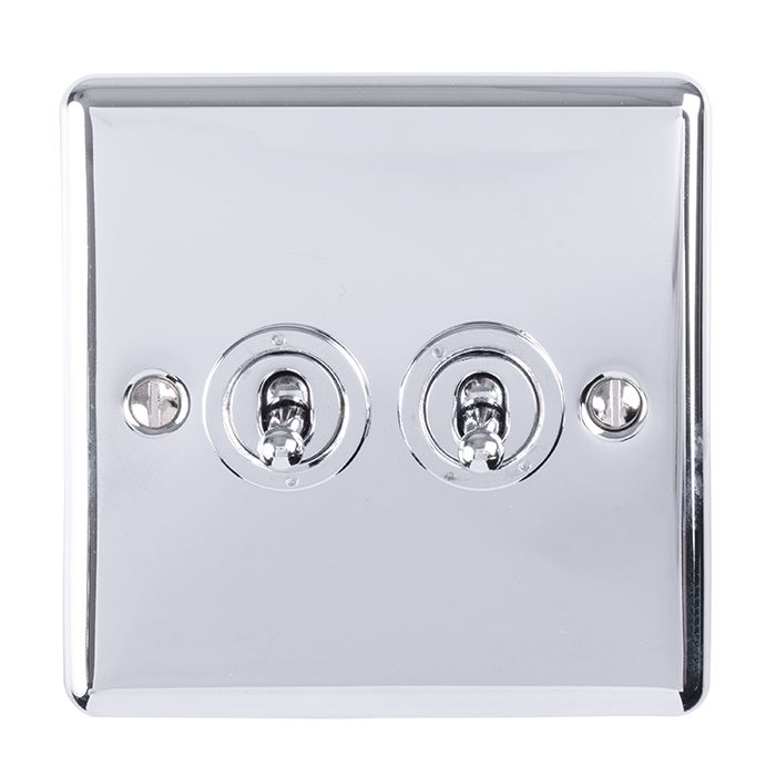 Eurolite Ent2Swpc 2 Gang 10Amp 2Way Toggle Switch Polished Chrome Enhance Range