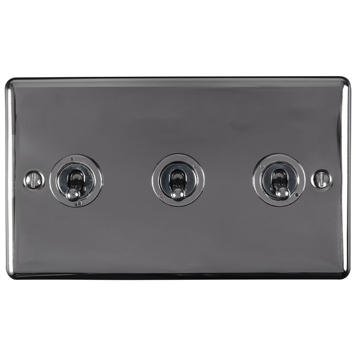 Eurolite Ent3Swbn 3 Gang 10Amp 2Way Toggle Switch Black Nickel Enhance Range
