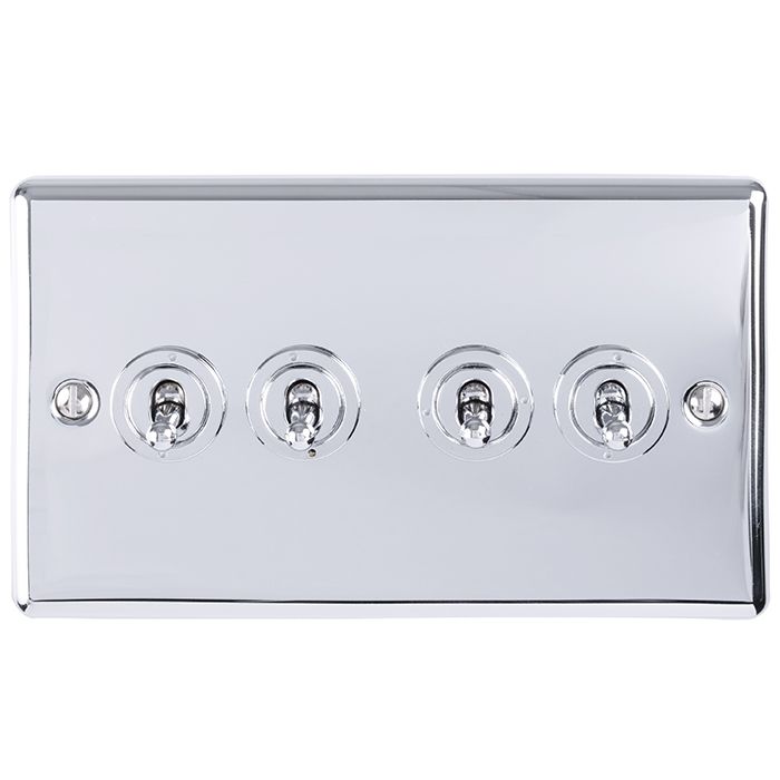 Eurolite Ent4Swpc 4 Gang 10Amp 2Way Toggle Switch Polished Chrome Enhance Range