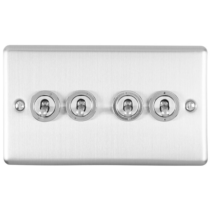 Eurolite Ent4Swss 4 Gang 10Amp 2Way Switch Satin Enhance Range