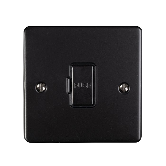 Eurolite Enuswfmbb 13Amp Unswitched Fuse Spur Matt Black Enhance Range Black Trim