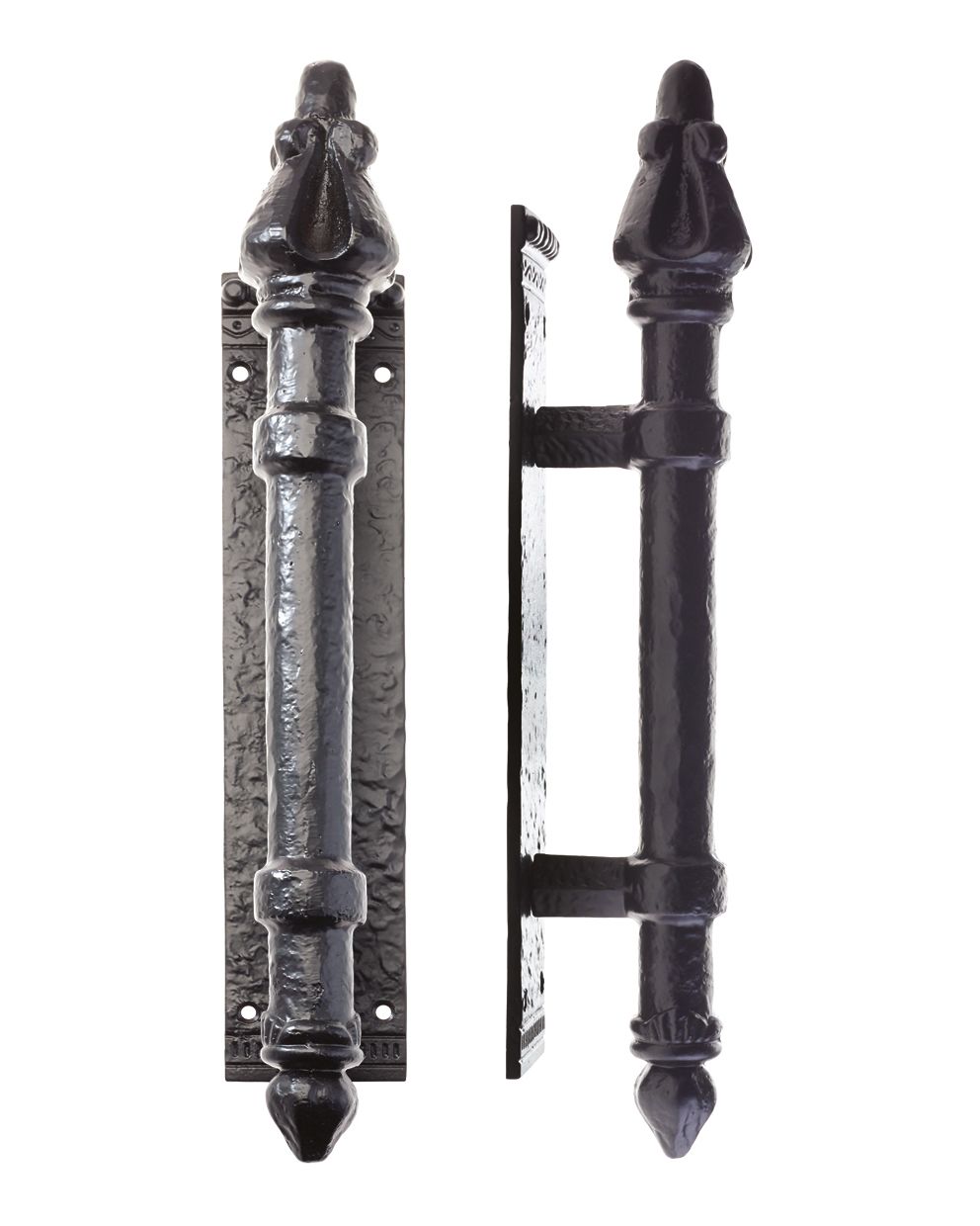 Zoo Hardware Foxcote Foundries Round Pull Handle On Backplate (64Mm X 305Mm), Black Antique