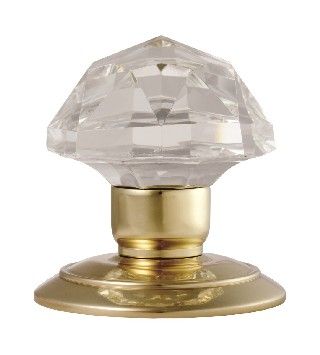 CARLISLE BRASS - GK001-BP POLISHED BRASS & GLASS MORTICE KNOB