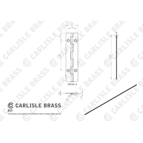 Carlisle Brass NPH1 Piano Hinge Nickel Plated - Pack of 50
