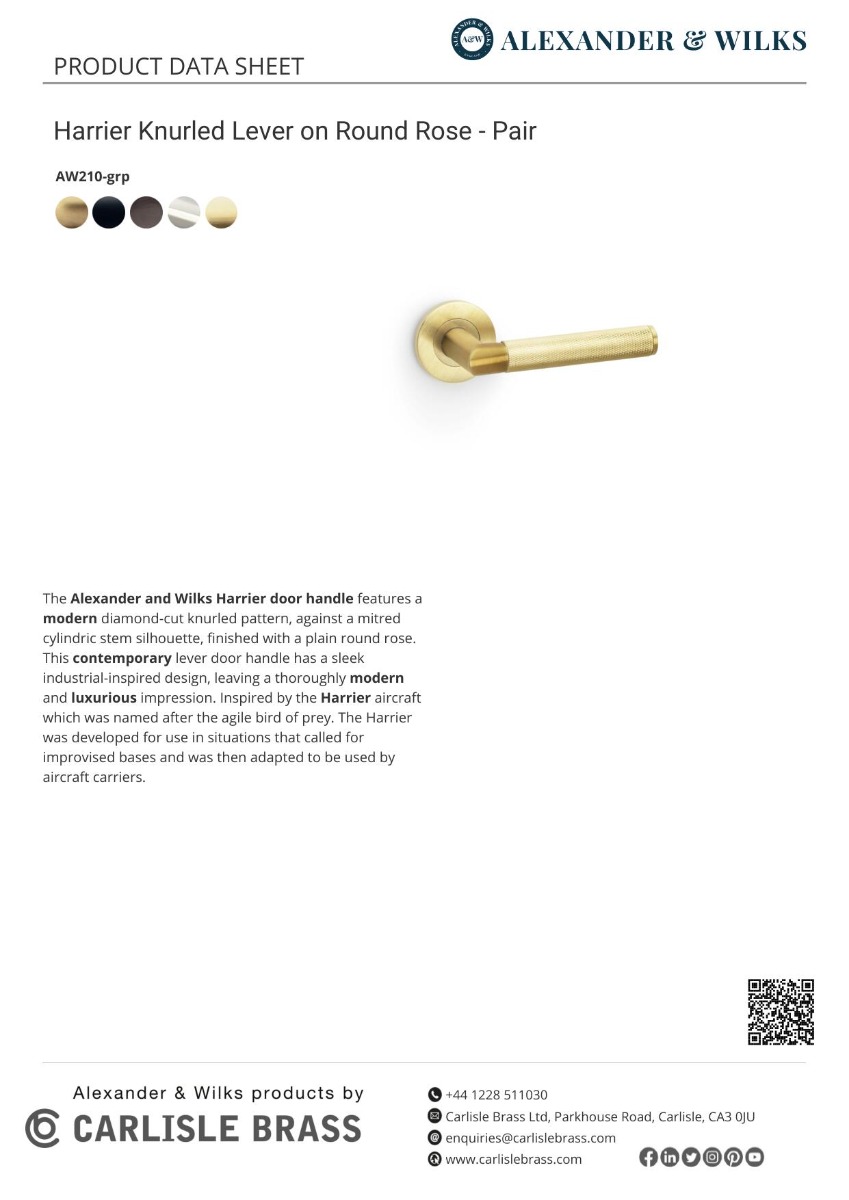 Alexander And Wilks Harrier Lever Knurled On 50X6mm