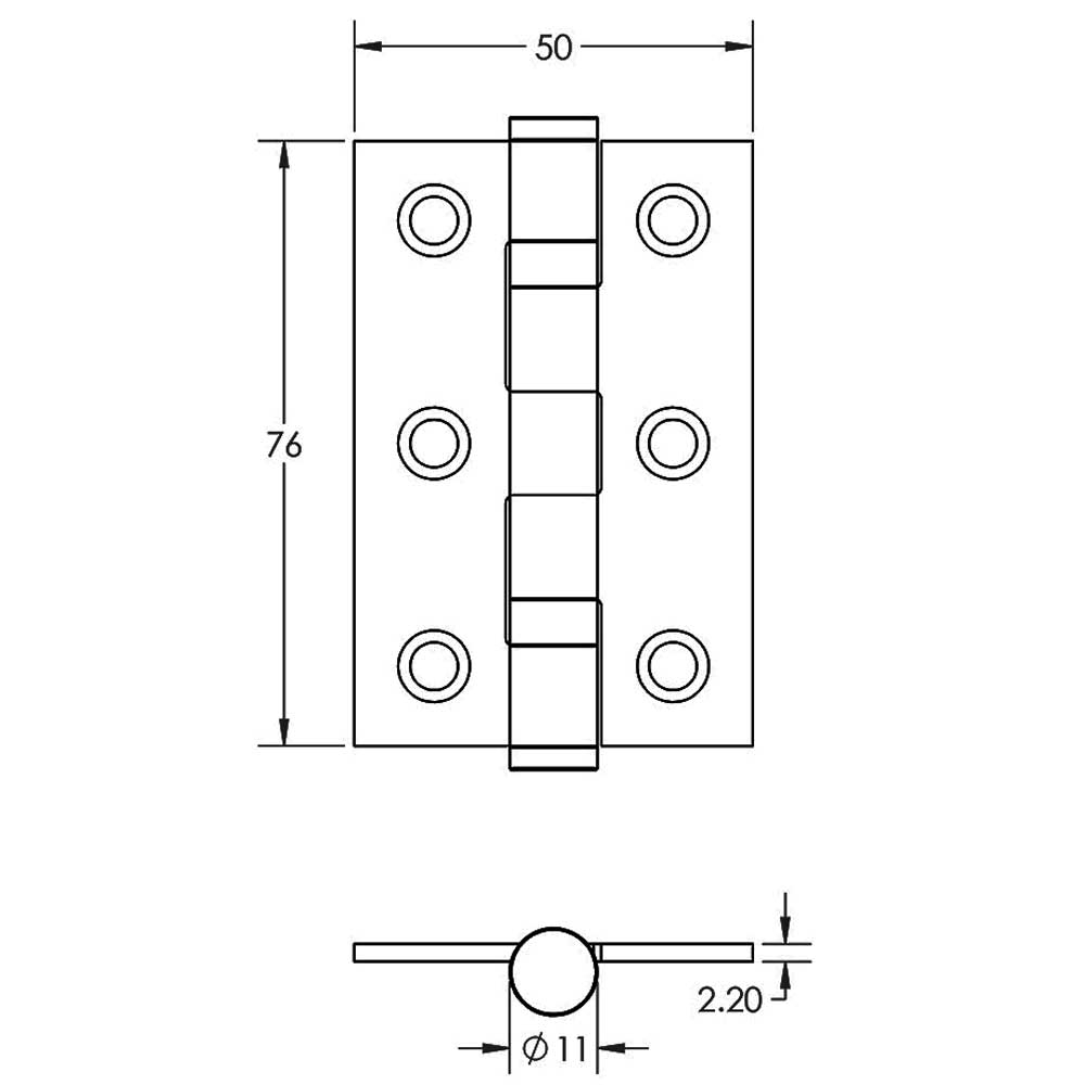 Jedo Grade 7 Steel Ball Bearing Hinges 76x50mm