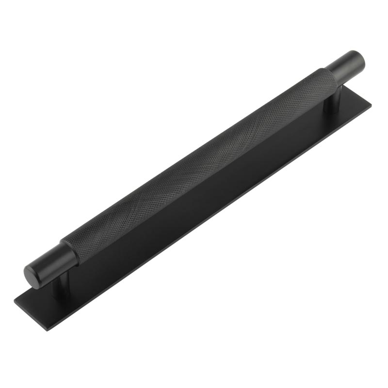 Hoxton Taplow Cabinet Handles 224mm Ctrs Plain Backplate Matt Black
