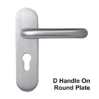LBS2016SSS Std Lock (19mm Dia) 57mm Centres D Handle On Round Plate