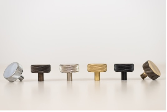 Millhouse Brass Hargreaves Disc Knurled Cabinet Knob on Concealed Fix - Antique Brass MHCK1935AB