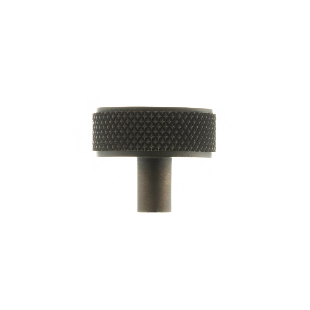 Millhouse Brass Hargreaves Disc Knurled Cabinet Knob on Concealed Fix - Urban Dark Bronze MHCK1935UDB