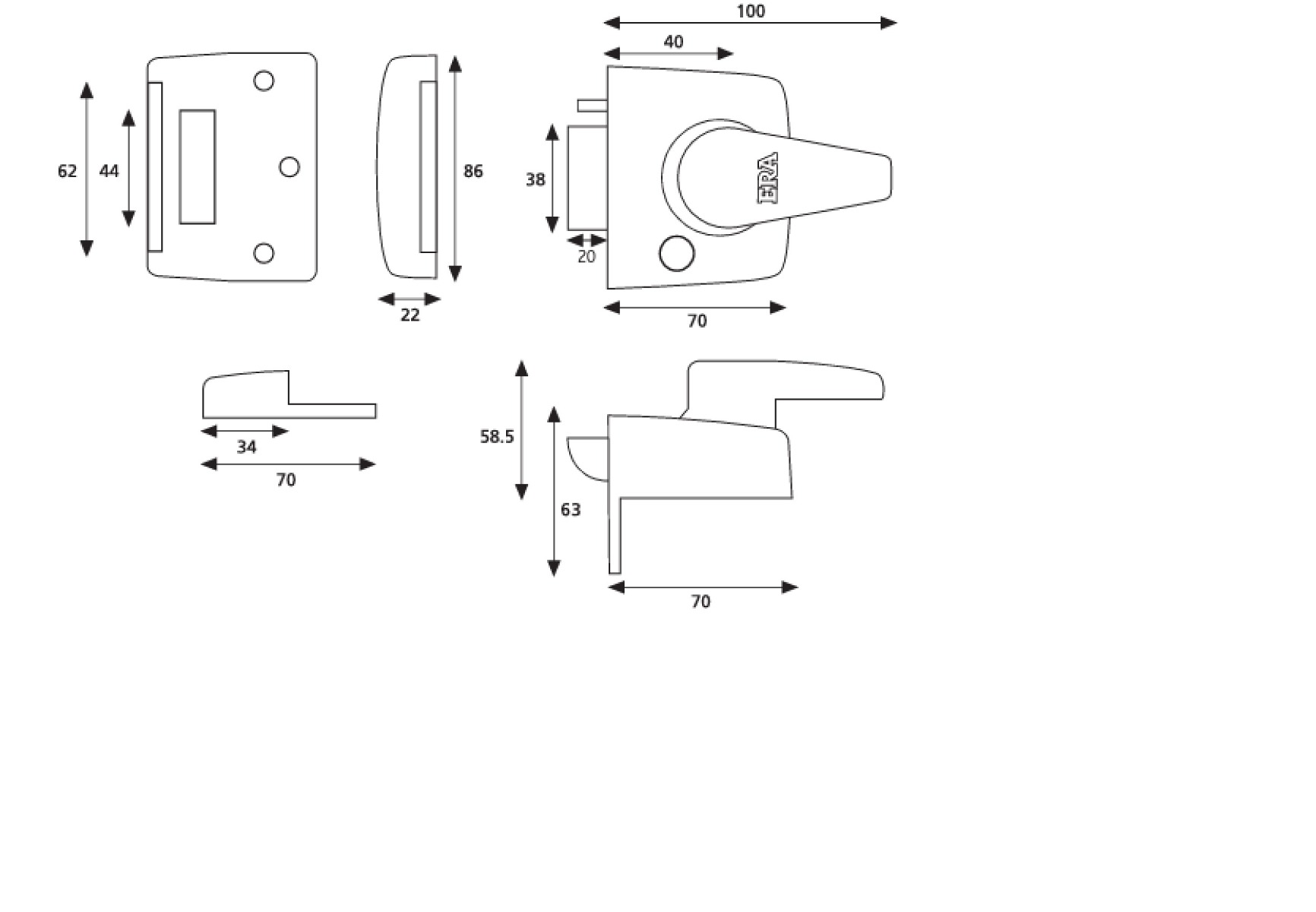 Era 1530-31 British Standard Keyless Egress Nightlatch Door Lock 40mm Polished Brass
