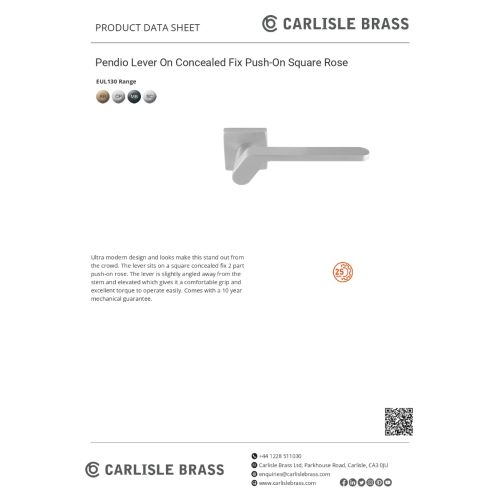 Carlisle Brass Pendio Door Handle On Concealed Square Rose - Satin Chrome EUL130SC