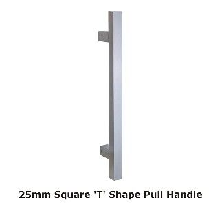PHS1127BBF/SSS 25mm Square 'T Shape Pull Handle with Back to Back Fixings