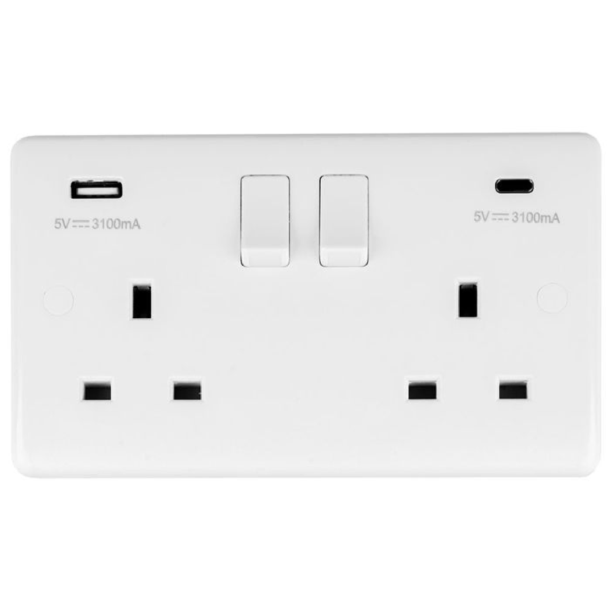Eurolite Enhance White Plastic Enhance White Plastic 2 Gang Usb C Socket - White